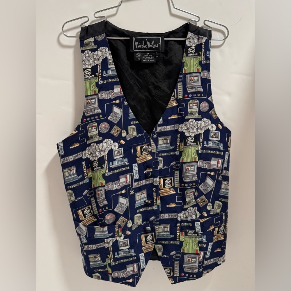 Vintage 1990’s NICOLE MILLER silk novelty vest computers